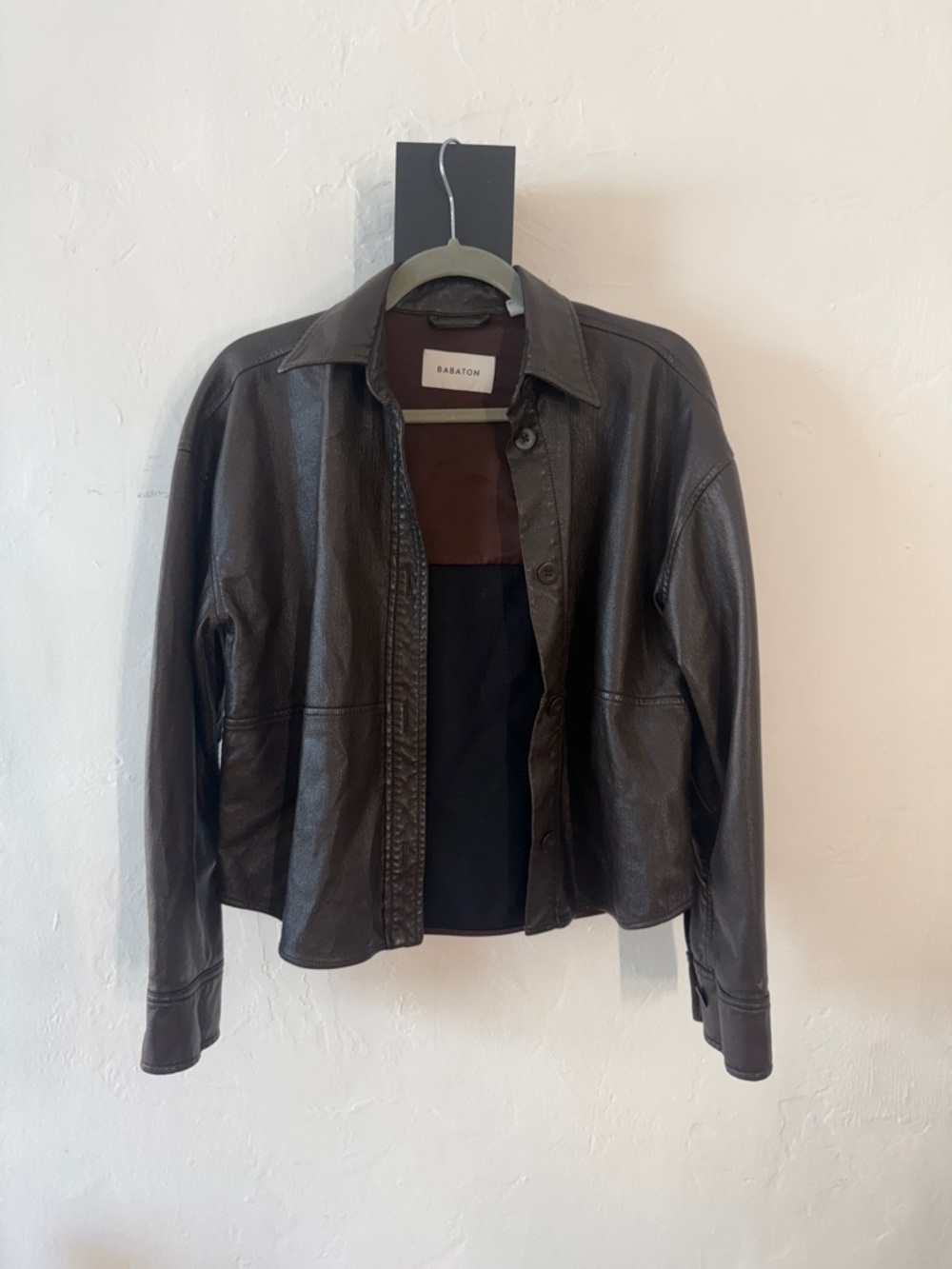 Aritzia Babaton Chocolate Brown Leather Button-Front Jacket
